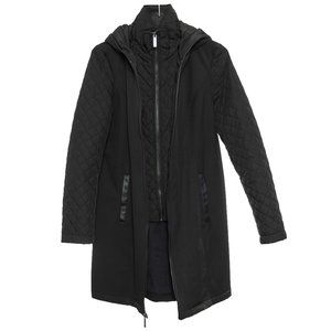 Michael Kors Black Double Zipper Water Resistant Jacket with Hood Size Medium